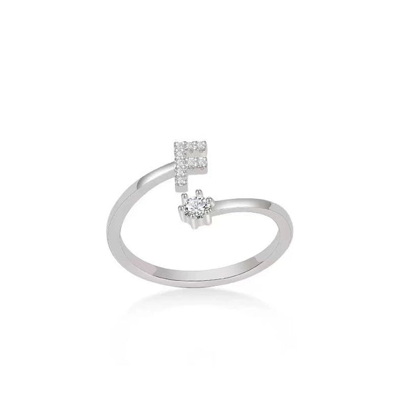 Wholesale S925 Sterling Silver Fashion Simple Daily Joker Open Adjustable Ring With Letter Pattern And Electroplating