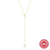 Wholesale S925 Sterling Silver Fashion Simple Elegant Yshaped Geometric Zirconia Necklace For Women