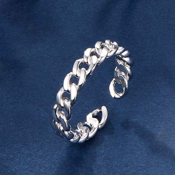 Wholesale S925 Sterling Silver Fashion Simple Geometric Open Adjustable Ring With Electroplating