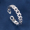 Wholesale S925 Sterling Silver Fashion Simple Geometric Open Adjustable Ring With Electroplating