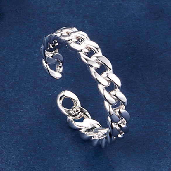Wholesale S925 Sterling Silver Fashion Simple Geometric Open Adjustable Ring With Electroplating