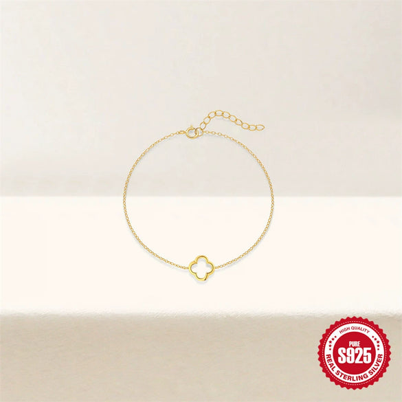 Wholesale S925 Sterling Silver Fashion Simple Hollow Four Leaf Clover Jewelry For Women With Electroplating