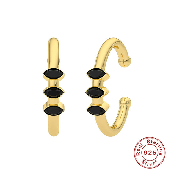 Wholesale S925 Sterling Silver Fashion Simple Horse Eye Non Pierced Ear Clip Earrings With Geometric Pattern And Electroplating Treatment