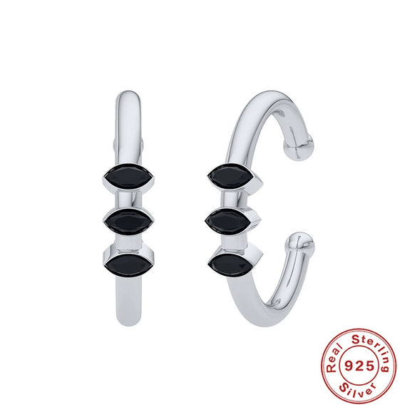 Wholesale S925 Sterling Silver Fashion Simple Horse Eye Non Pierced Ear Clip Earrings With Geometric Pattern And Electroplating Treatment