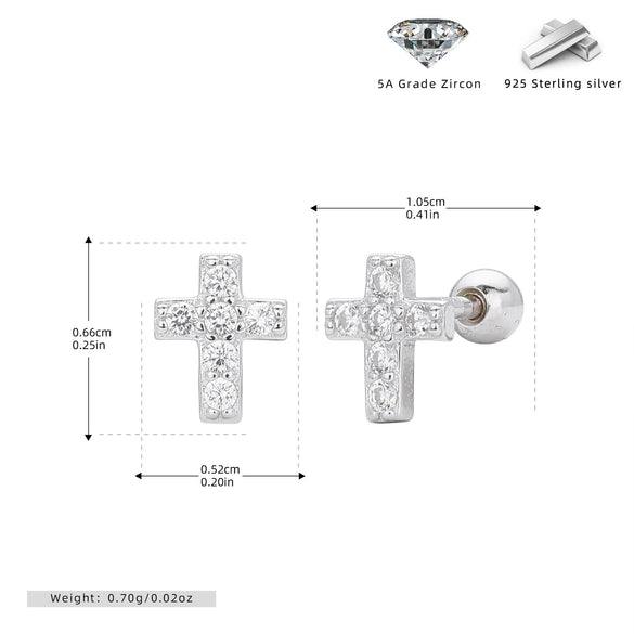 Wholesale S925 Sterling Silver Fashionable Zirconium Cross Electroplated Earrings For Women With Letter Number Text Pattern