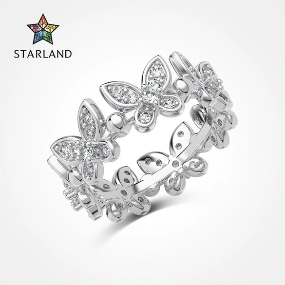 Wholesale S925 Sterling Silver Female Ring With Butterfly Microinlaid Zircon Animal And Insect Patterns Electroplated