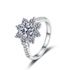 Wholesale S925 Sterling Silver Female Sunflower Ring With 1 Karat Moissanite Electroplated For Women Cartoon Style