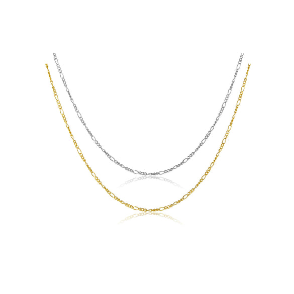 Wholesale S925 Sterling Silver Figaro Chain Necklace And Bracelet Set With Geometric Style And Electroplating For Ladies Fashion Jewelry