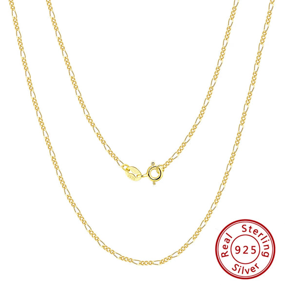 Wholesale S925 Sterling Silver Figaro Chain Necklace With Electroplating Geometric Design