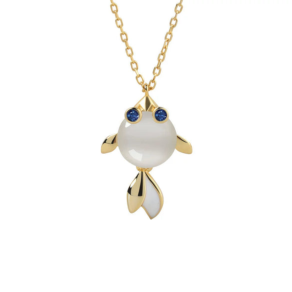 Wholesale S925 Sterling Silver Fish Shaped Pendant Necklace With Electroplating Treatment And Cross Chain