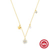 Wholesale S925 Sterling Silver Five Petal Flower And Pearl Zircon Necklace With Geometric Pattern And Electroplating For Women