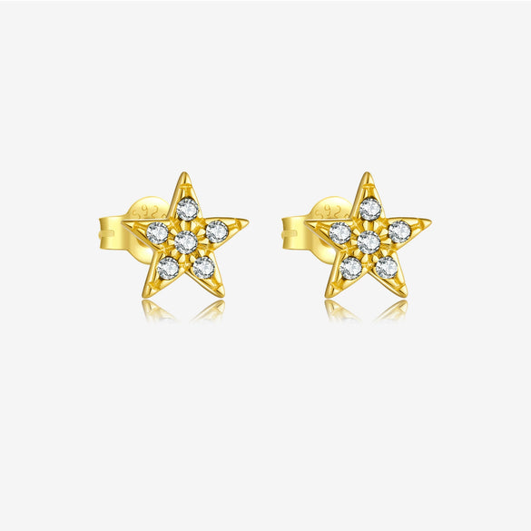 Wholesale S925 Sterling Silver Five Pointed Star Earrings For Women With Electroplating Simple And Light Luxury Design