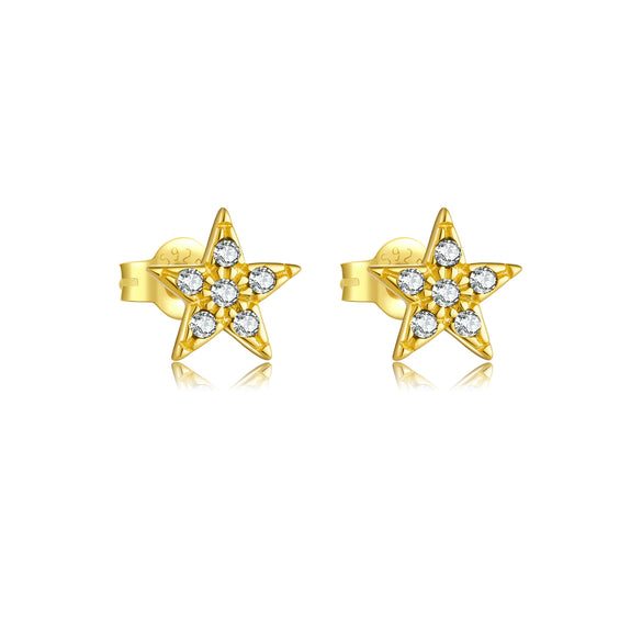 Wholesale S925 Sterling Silver Five Pointed Star Earrings For Women With Electroplating Simple And Light Luxury Design