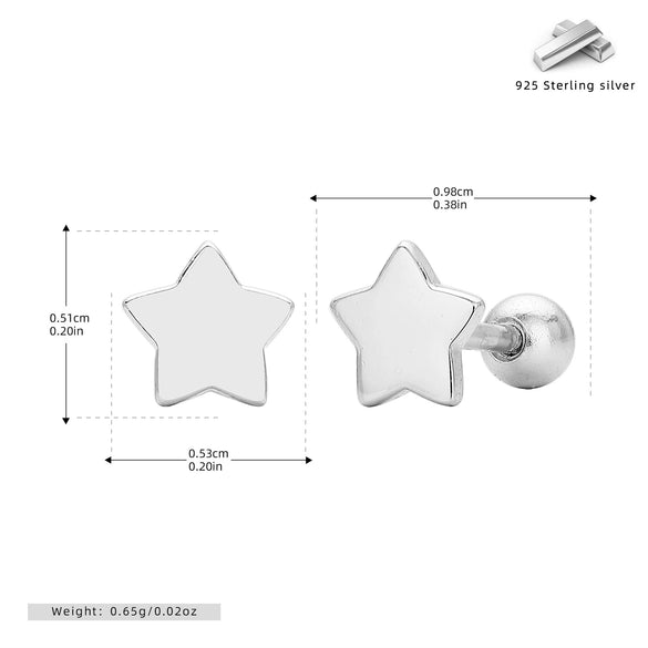 Wholesale S925 Sterling Silver Fivepointed Star Electroplated Pierced Threaded Twist Women's Earrings