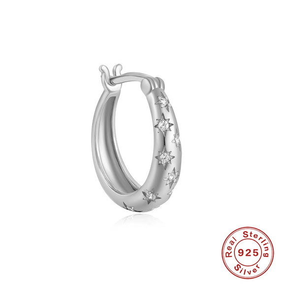 Wholesale S925 Sterling Silver Fivepointed Star Geometric Style Electroplated Earrings For Women