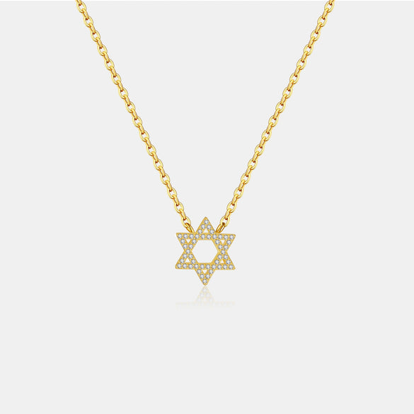 Wholesale S925 Sterling Silver Fivepointed Star Hollow Geometric Cross Chain Necklace With Diamond Treatment For Women And Men