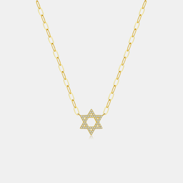 Wholesale S925 Sterling Silver Fivepointed Star Hollow Geometric Cross Chain Necklace With Diamond Treatment For Women And Men