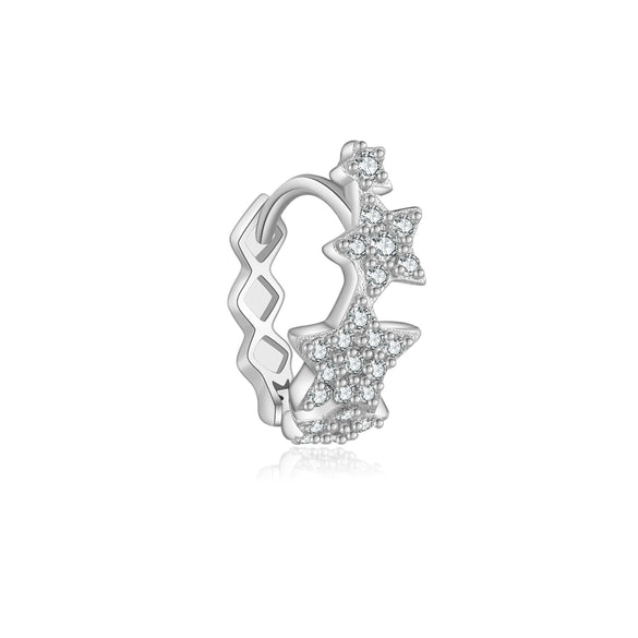 Wholesale S925 Sterling Silver Fivepointed Star Zircon Inlaid Electroplated Platinum And 18K Gold Fashion Earrings