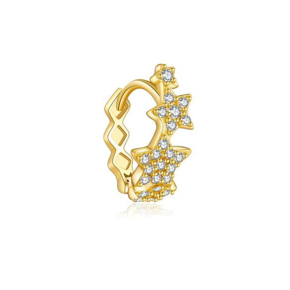 Wholesale S925 Sterling Silver Fivepointed Star Zircon Inlaid Electroplated Platinum And 18K Gold Fashion Earrings