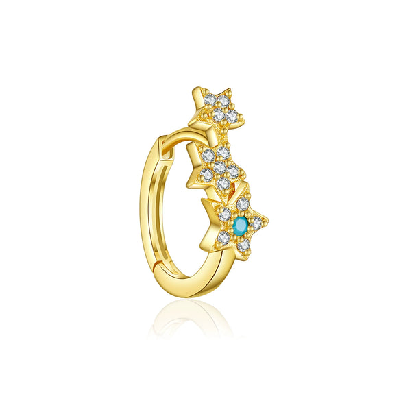 Wholesale S925 Sterling Silver Fivepointed Star Zircon Inlaid Electroplated Platinum And 18K Gold Fashion Earrings