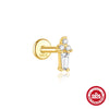 Wholesale S925 Sterling Silver Flat Bottom Thread Puncture Earrings With Square Opal Stitching Geometric Design For Women
