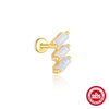 Wholesale S925 Sterling Silver Flat Bottom Thread Puncture Earrings With Square Opal Stitching Geometric Design For Women