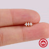 Wholesale S925 Sterling Silver Flat Bottom Thread Puncture Earrings With Square Opal Stitching Geometric Design For Women