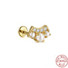 Wholesale S925 Sterling Silver Flat Head Internal Thread New Puncture Cartilage Ear Nail Ear Bone Nail With Butterfly Pearl And Geometric Design Electroplated Women's Earrings