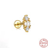 Wholesale S925 Sterling Silver Flat Head Internal Thread New Puncture Cartilage Ear Nail Ear Bone Nail With Butterfly Pearl And Geometric Design Electroplated Women's Earrings