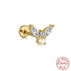 Wholesale S925 Sterling Silver Flat Head Internal Thread New Puncture Cartilage Ear Nail Ear Bone Nail With Butterfly Pearl And Geometric Design Electroplated Women's Earrings