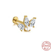 Wholesale S925 Sterling Silver Flat Head Internal Thread New Puncture Cartilage Ear Nail Ear Bone Nail With Butterfly Pearl And Geometric Design Electroplated Women's Earrings