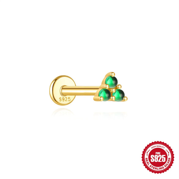 Wholesale S925 Sterling Silver Flat Head Stud Earrings With Flower Pattern And Electroplating For Women