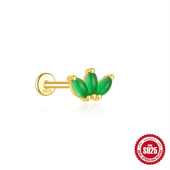 Wholesale S925 Sterling Silver Flat Head Stud Earrings With Flower Pattern And Electroplating For Women