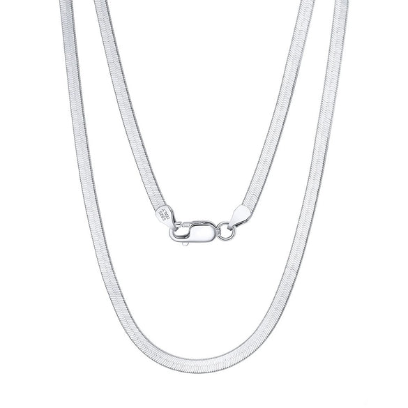 Wholesale S925 Sterling Silver Flat Snake Bone Necklace With Geometric Design And Electroplating