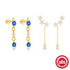 Wholesale S925 Sterling Silver Flower Earrings With Five Pointed Star Geometric Design And Electroplating Treatment