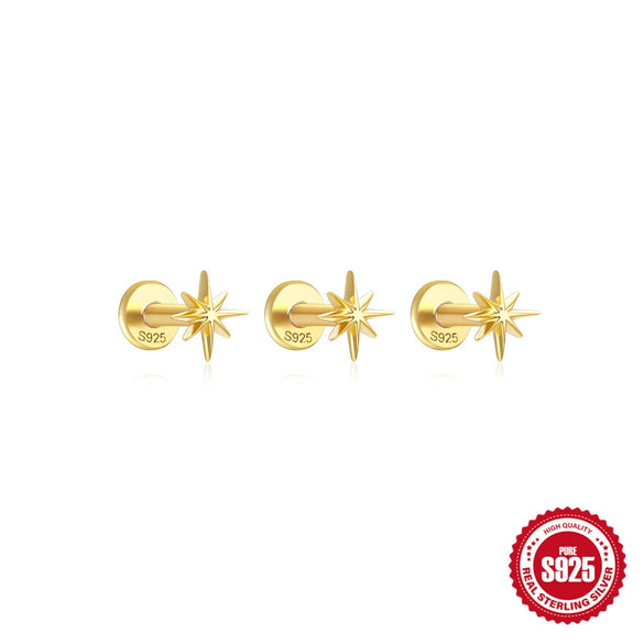 Wholesale S925 Sterling Silver Flower Flat Bottom Perforated Earrings With Electroplating For Women