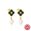 Wholesale S925 Sterling Silver Flower Geometric Earrings With Diamond Pearl Electroplating For Women