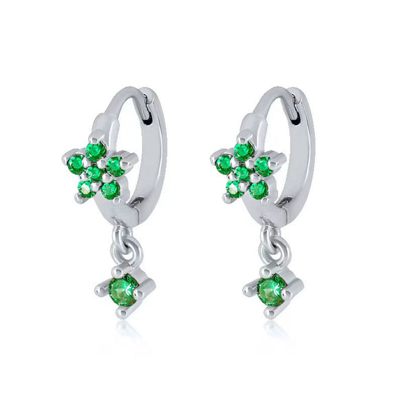 Wholesale S925 Sterling Silver Flower Plum Blossom Inlaid Zircon Pendant Earring With Ear Buckle Fashion Brilliant Sweet Minimalist Earrings