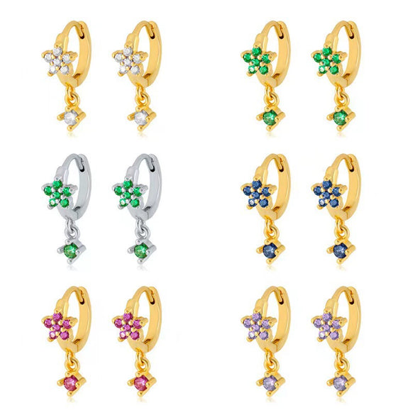 Wholesale S925 Sterling Silver Flower Plum Blossom Inlaid Zircon Pendant Earring With Ear Buckle Fashion Brilliant Sweet Minimalist Earrings
