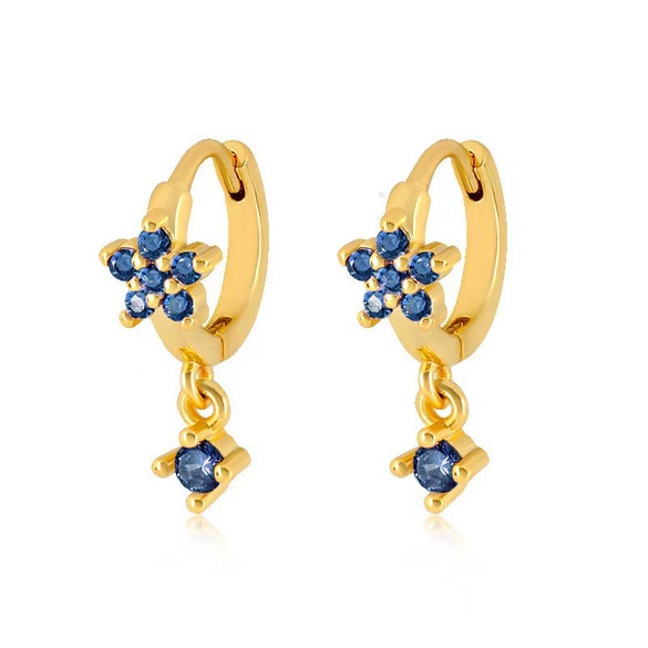 Wholesale S925 Sterling Silver Flower Plum Blossom Inlaid Zircon Pendant Earring With Ear Buckle Fashion Brilliant Sweet Minimalist Earrings