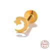 Wholesale S925 Sterling Silver Flower Rivet Geometric Flat Head Internal Thread Smooth Puncture Cartilage Ear Nail For Women With Electroplating