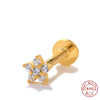 Wholesale S925 Sterling Silver Flower Rivet Geometric Flat Head Internal Thread Smooth Puncture Cartilage Ear Nail For Women With Electroplating