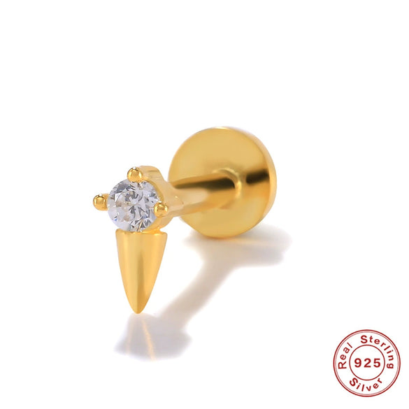 Wholesale S925 Sterling Silver Flower Rivet Geometric Flat Head Internal Thread Smooth Puncture Cartilage Ear Nail For Women With Electroplating
