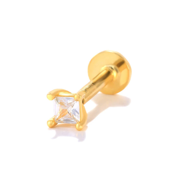 Wholesale S925 Sterling Silver Flower Rivet Geometric Flat Head Internal Thread Smooth Puncture Cartilage Ear Nail For Women With Electroplating