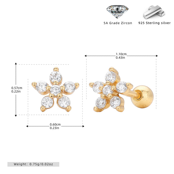 Wholesale S925 Sterling Silver Flower Screw Earrings With Light Luxury Zirconium Niche Design Electroplated For Women