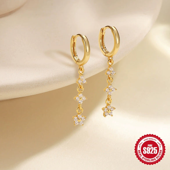 Wholesale S925 Sterling Silver Flower Tassel Earrings With Exquisite Diamond And Electroplating Design For Women