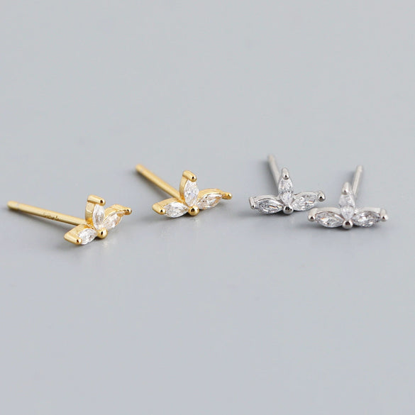 Wholesale S925 Sterling Silver Flower Water Drop Petals Zircon Earrings For Women