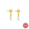 Wholesale S925 Sterling Silver Four Leaf Clover Tassel Geometric Pattern Electroplated Women's Earrings