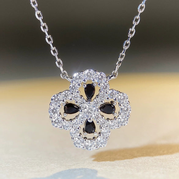 Wholesale S925 Sterling Silver Fourleaf Clover Geometric Allmatch Female Clavicle Chain Necklace Jewelry