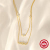 Wholesale S925 Sterling Silver Fourleaf Clover Oval Geometric Minimalist Double Layer Overlapping Clavicle Necklace With Electroplating